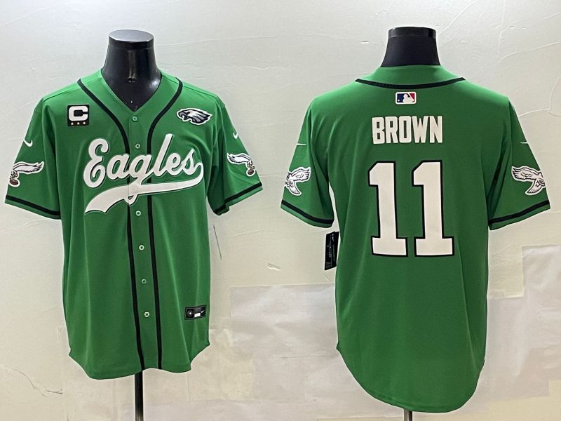 Men Philadelphia Eagles 11 Brown Green three generations Jointly Name 2025 Nike Limited NFL Jersey style 2